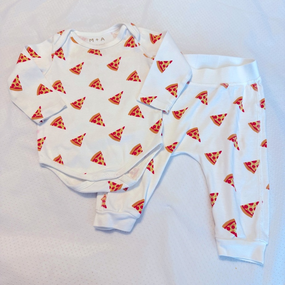 Monica + Andy Organic Cotton 2 Piece Set Pizza Print 6-9 Months
